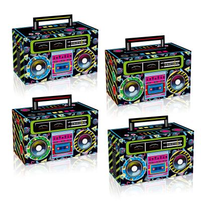 China Recyclable Xindeli DD201 80s Favor Box Retro Cassette 12 Pcs Candy Radio Cake Sweets Favor Paper Boxes For Hip Hop Party for sale