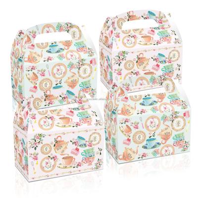 China Xindeli DD045 12 Pcs Recyclable Tea Party Candy Floral Treat Boxes Cardboard Gift Paper Box Cake Goodies Box Tea Party Supplies for sale