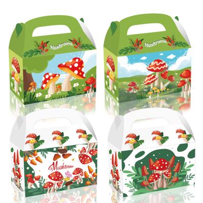 China Recycled Materials Xindeli DD264 Mushroom Theme Party Gift Candy Red Paper Box With Handle For Kids Birthday Party Supplies for sale