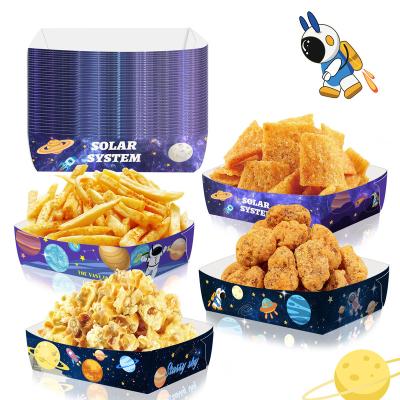 China Xindeli TP005 Outer Space Disposable Party Supplies Fried Chicken Snack Packaging Disposable Food Paper Boat Tray for sale