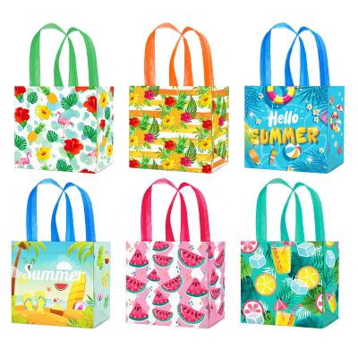 China Xindeli WFF003 Recyclable Tropical Hawaiian Nonwoven Bags With Handles Sweets Candy Bags Tote Gift Bags For Summer Pool Fruits for sale