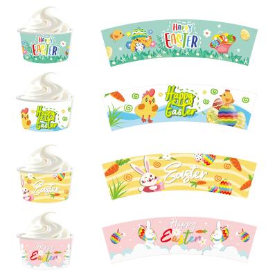 China Xindeli Disposable BQ004 Happy Easter 8 Ounce Ice Cream Paper Cups 24 PCS Disposable Dessert Snacks Soup Bowls For Easter Party Supplies for sale