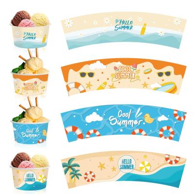 China Xindeli BQ001 Disposable Summer Beach Hello 8oz Disposable Ice Cream Paper Cups Dessert Snack Soup Bowls For Summer Party Supplies for sale