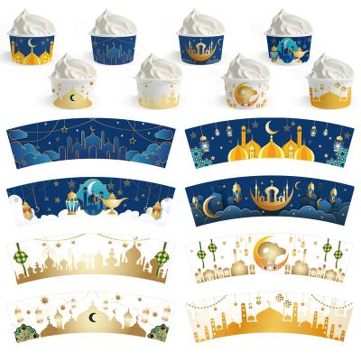 China Xindeli Disposable BQ005 Eid Mubarak 8 Ounce Ice Cream Paper Cups 24 PCS Disposable Dessert Snack Soup Bowls For Eid Mubarak Party for sale