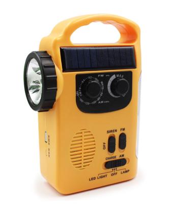 China Compact solar emergency AM/FM/crank radio with LED lamp and mobile phone recharging function&Built-in speaker for sale