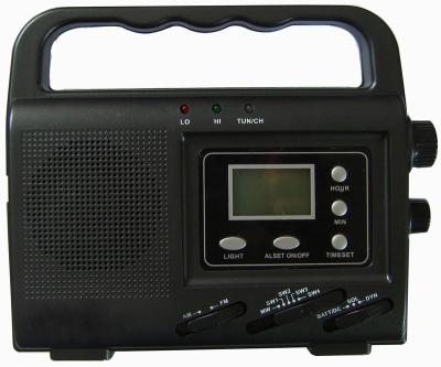 China LCD digital solar dynamo hand crank digital LCD radio with LED flashlight AM/FM/SW1/SW2/SW3/SW4 multibands for sale