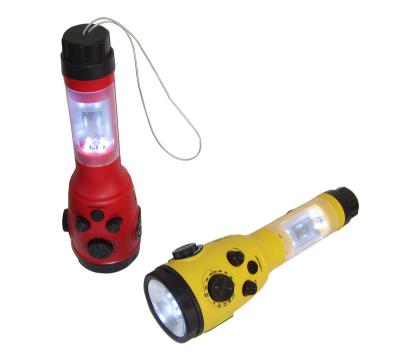 China Portable Hand Crank LED Flashlight with AM FM NOAA Radio for sale