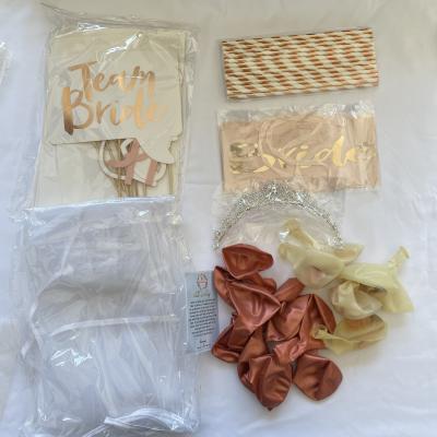 China Europe bride to be decoration set Rose Gold Wedding decoration set photo prps sash bride veil 20pcs balloon for sale