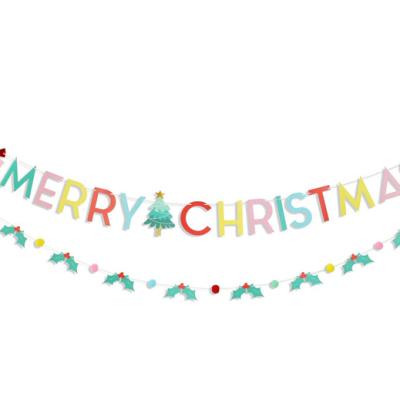 China 2Pcs Merry Christmas Party Themed Europe Berries Gifts Colorful Decorations Banner for sale