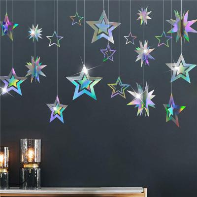 China Europe Star Garland Holographic Twinkle Little Stars Stars Decoration Hanging Banner Background for sale