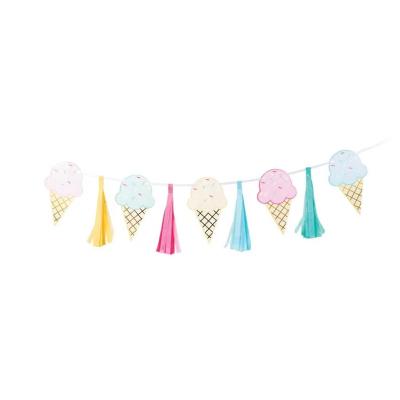 China Europe Ice Cream Summer Party Tassel Banner Girls Baby Shower Birthday Party Garland Decorations for sale