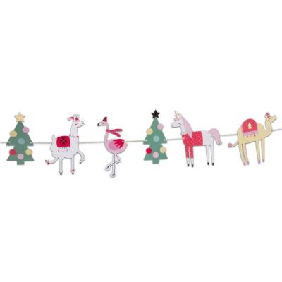 China Europe Cute Alpaca Llama Unicorn Christmas Garland Decorations Hanging Bunting for sale