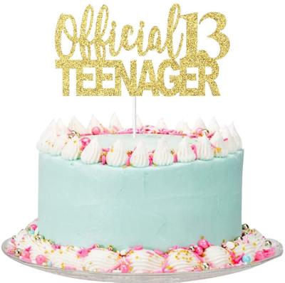 China Official Golden Giltter Teenager 13 Cake Topper of Europe for sale