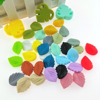 China Eco-friendly New products BPA Free leaves shape eco-friendly non-toxic silicone beads baby teether bulk soft chewable for sale