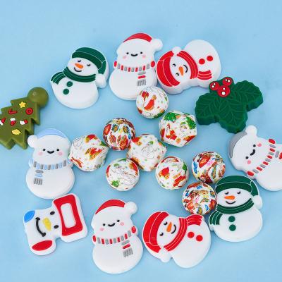 China Eco-friendly Popular items Christmas silicone beads food grade non-toxic baby chewable soft silicon beads for relieving newborn teething for sale