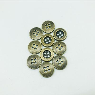 China Durable Custom Size Plain Anti Brass Alloy 18mm Four Hole Button Metal For Coat for sale