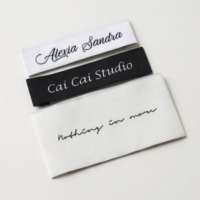 China Sustainable Brand Custom Fabric Woven Apparel Brand Neck Label For Clothing Label for sale