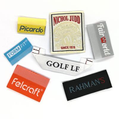 China High Quality Apparel Neck Labels Viable Sewing Silk Fabric Woven Label for sale