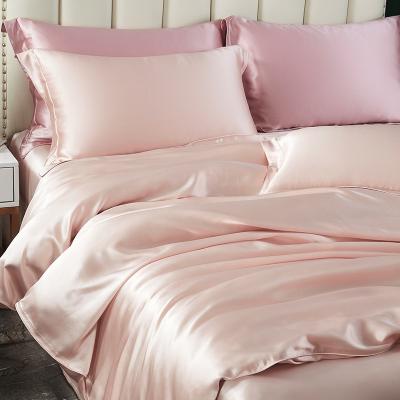 China Wholesale Anti-static Premium Silk Duvet Cover Customized Size Solid Color Silk Bedding Set for sale