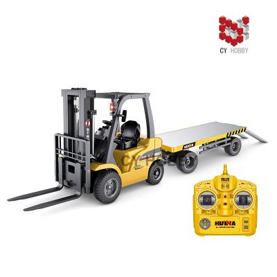 China Upgraded new version Huina 1576 RC model 576 1:10 R/C plastic and metal rc trucks rc forklift with trailer for sale