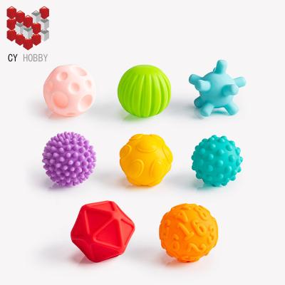 China BABY TOYS CY0235 colorful baby sensory teether toy textured ball set 8pcs baby toys with high quality for sale