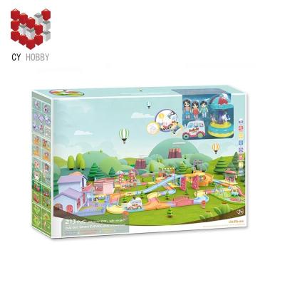 China Slot Toy 58-213PCS Funny Small City Track Sets Clever Identify Scene Game Set for sale