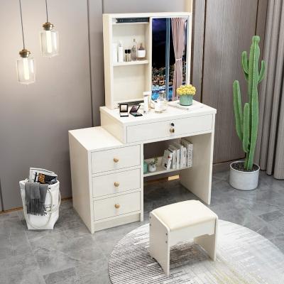 China Wholesale Modern Convertible Dressing Table Tocador Makeup Vanity Table With LED Light Drawers Bedroom Mirrored Dresser Dresser for sale