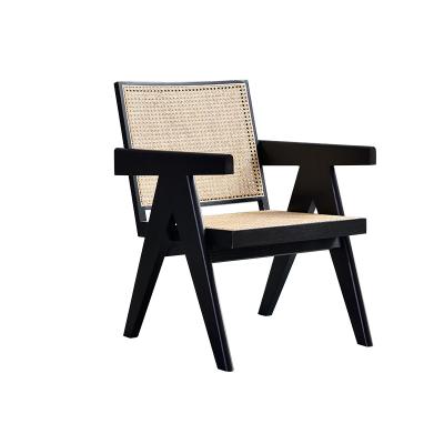 China Mid Century Foldable Hot Sale Nordic Armchair Replica Chandigarh Ash Wood Black Rattan Dining Chair for sale