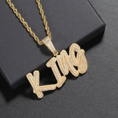 China Real Bling Crystal Customized Name Necklace For Diy Lead Free Nickel Free CZ Zircon Name Necklace Full Diamond Gold Plated Pendant Party for sale