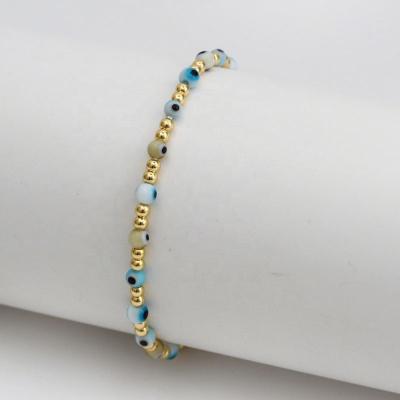 China FASHIONABLE hot sale Boho jewelry couples Turkey blue eyes bead bracelet bangles stacking simple gold color beaded bracelets wholesale for sale