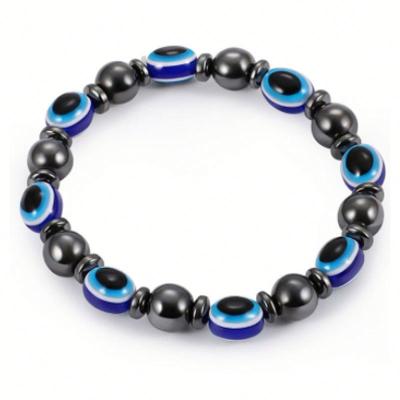 China Newest Hiphop Hematite Amulet Bangles Bracelet For Women Men Women Girlfriend Jewelry Gifts Handmade Turkish Evil Eyes Multicolor Bracelet for sale