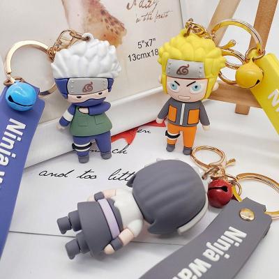 China Metal Anime Keychains Naruto Accessories PVC Figure Charm Bag Key Chain For Women Girls Cosplay Gift for sale