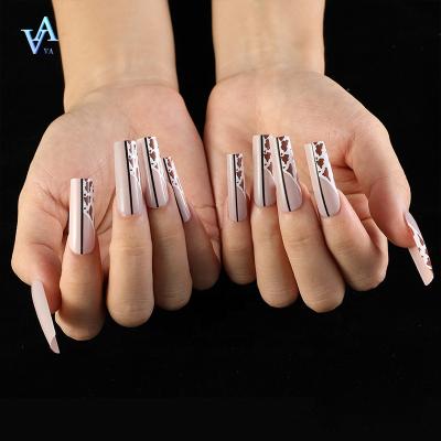 China Wholesale Design Full Cover Ballerina Coffin Form Artificial Extra Press On Nails Free Fake Nails for sale