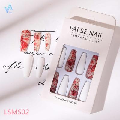 China Easy Apply T Shape Ballet Design Long Press On Nails Artificial Nails Full Cover Handmade Fake Nails for sale