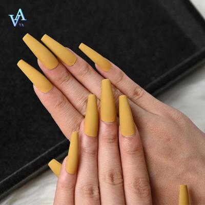 China Design NF-BL Long Matte Ultra Long Ballet Solid Color Long Press On False Nails Trapezoidal Frosted Nails for sale