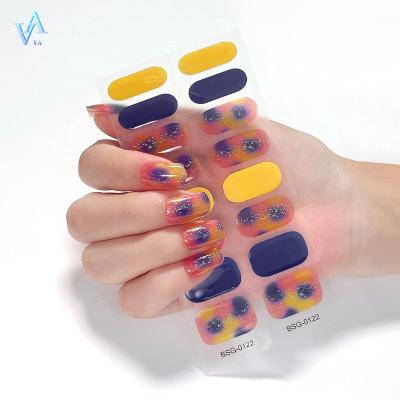 China Easy To Apply And Remove Colorful Design Korea Semi Cured Semi Cured Gel Nail Sticker for sale