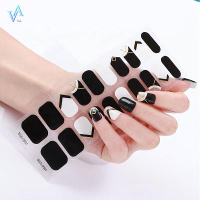 China Easy To Apply And Remove Series VA Supplier BSS-0093 European And American Semi Cured 3D Nail Gel Wraps Gel Nail Sticker for sale