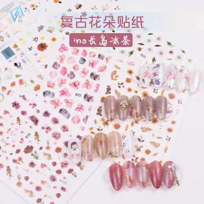 China Easy to apply and remove VA 2022 New 810-834 Series 3D Rose Sunflower Daisy Painted Nail Decal Nails Accessories Custom Art Nail Sticker for sale