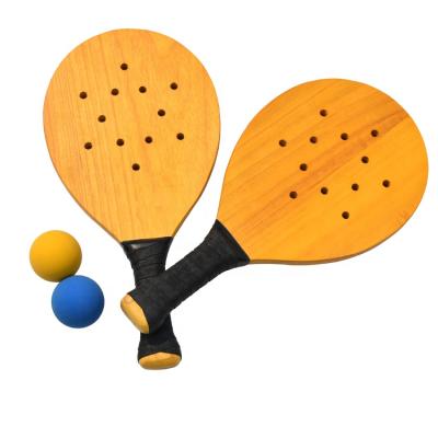 China Funny Sports For Beach Outdoor Professional Wooden Solid Wooden Tennis Racket For Padel Sports for sale