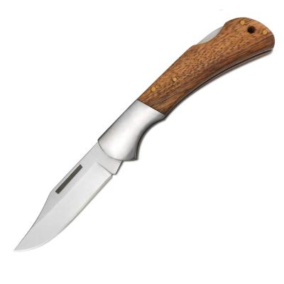 China 4.5 Inch Non-Variable Zebra Handle Pocket Knife Camping Wooden Knife With Manual Opening Mechanism for sale