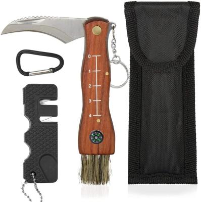 China Mushroom Non-variable Knife Folding Gardening Knife with Pocket Harvesting and Belt Sharpener Knives for Outdoor Camping Hunting for sale