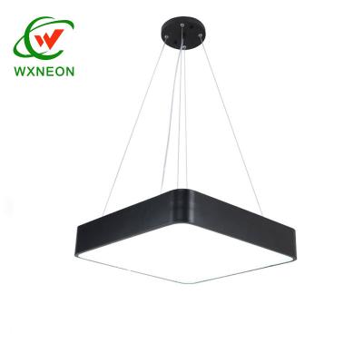 China Office Living Room Bedroom 42W 450mm 3 Tone Color Dimmable Square Hanging Lights for High Ceiling Office for sale