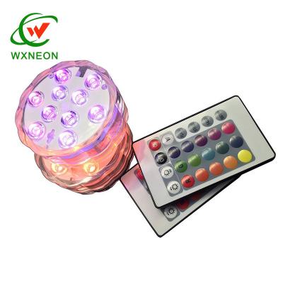 China Residential Remote Control Colorful 10LED Aquarium Lightweight Waterproof Submersible Diving Light for sale