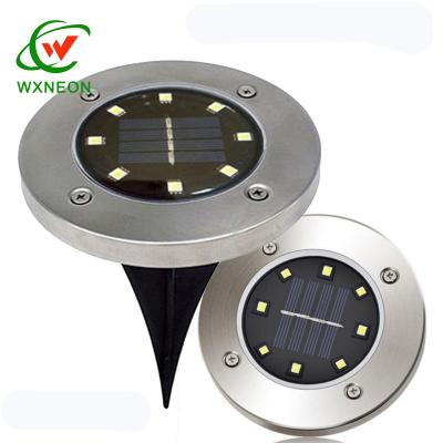 China Stainless Steel + ABS 8 Led Walkway Waterproof Outdoor Solar Powered Led Underground Lights for sale