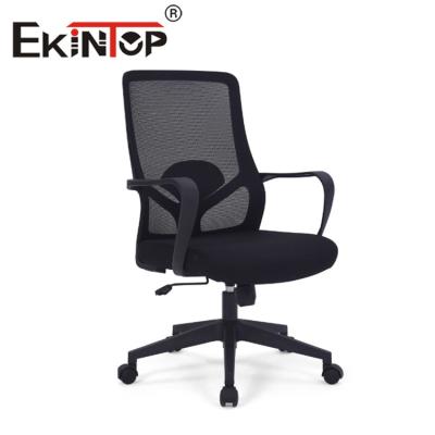 China Schwarzer ergonomischer Ekintop-Stuhl mit Mesh-Sitz, drehbarer Mesh-Mid-Back-Office-Stuhl zu verkaufen