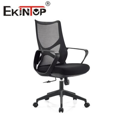 China Ekintop Zwarte Ergonomische Stoel Mesh Seat, het Draaien Mesh Mid Back Office Chair Te koop