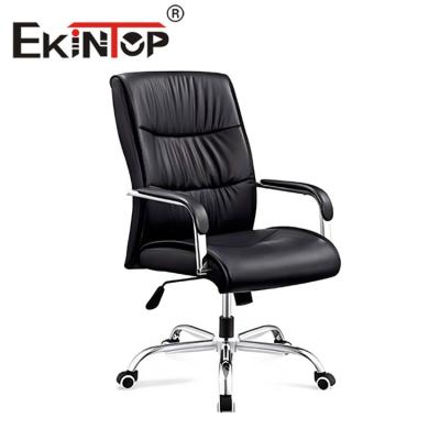 中国 Soft Arm Pad PU Leather Chair Adjustable Swivel Computer Desk Chair 販売のため