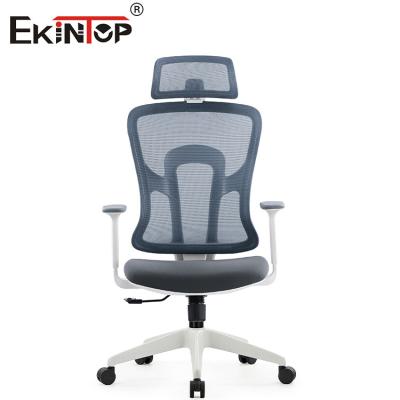 China Gray Modern Swivel Ergonomic Mesh Desk Chair With Headrest zu verkaufen