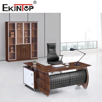 China Black Brown Glass Top On Wood Table With Metal Legs Home Office Furniture for sale