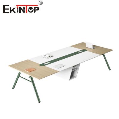 China Modern Style Office Conference Table Wood Material Metal Legs Customizable for sale